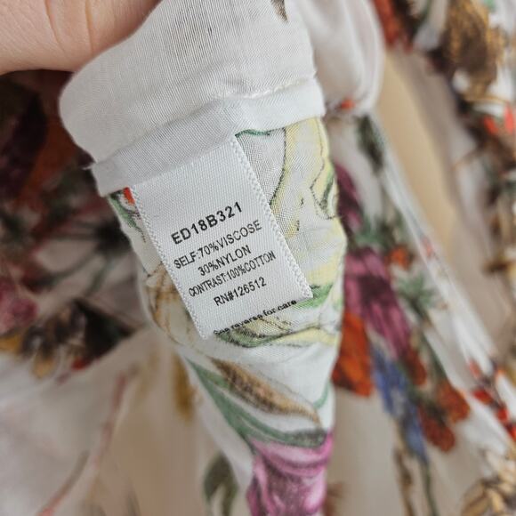 Wearable Art Maxamilist Floral Embroidered Button Down Blouse Bird Detailing M - Picture 6 of 11